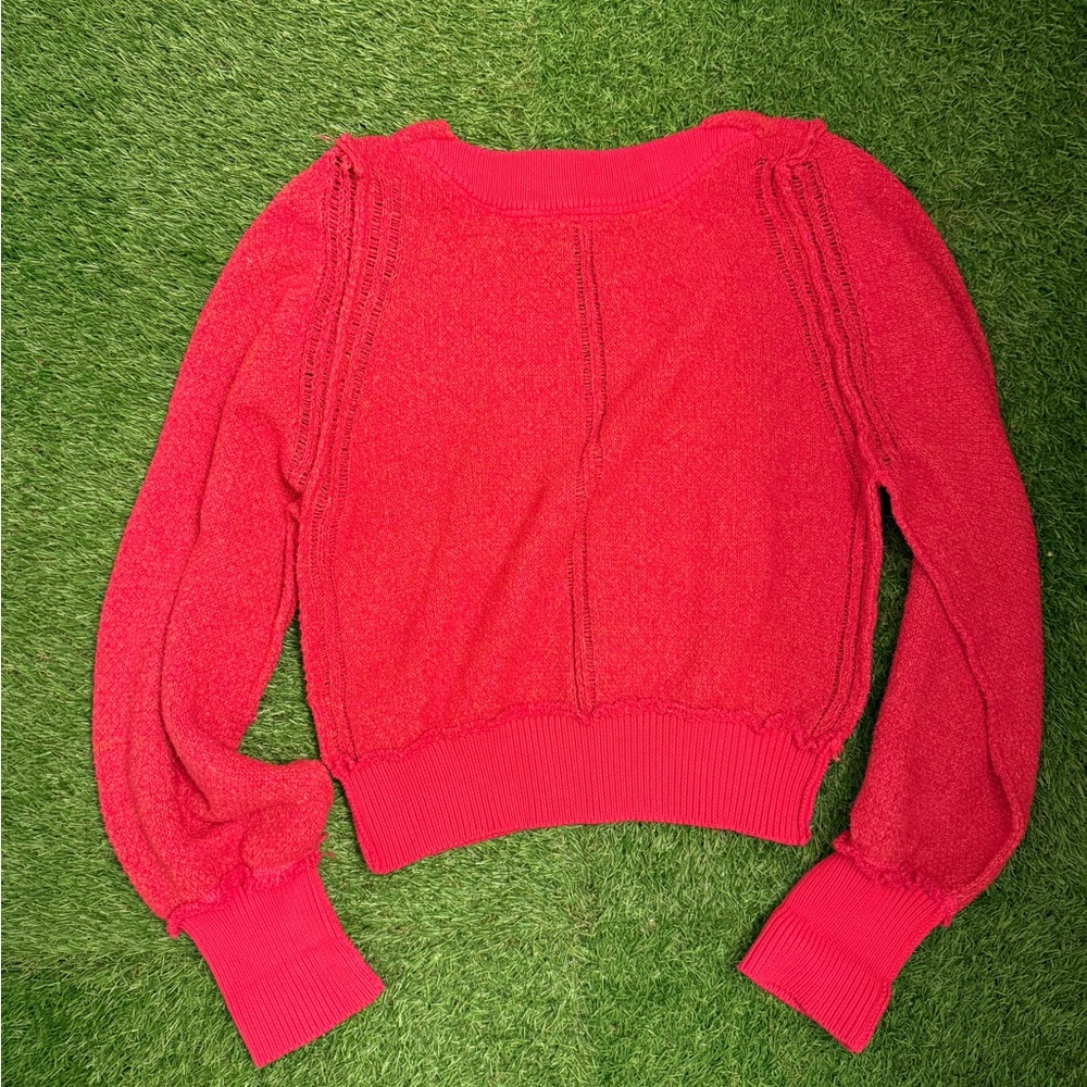 Free people Riptide V Neck Pullover Sweater - Hot Pink - Picture 4 of 4